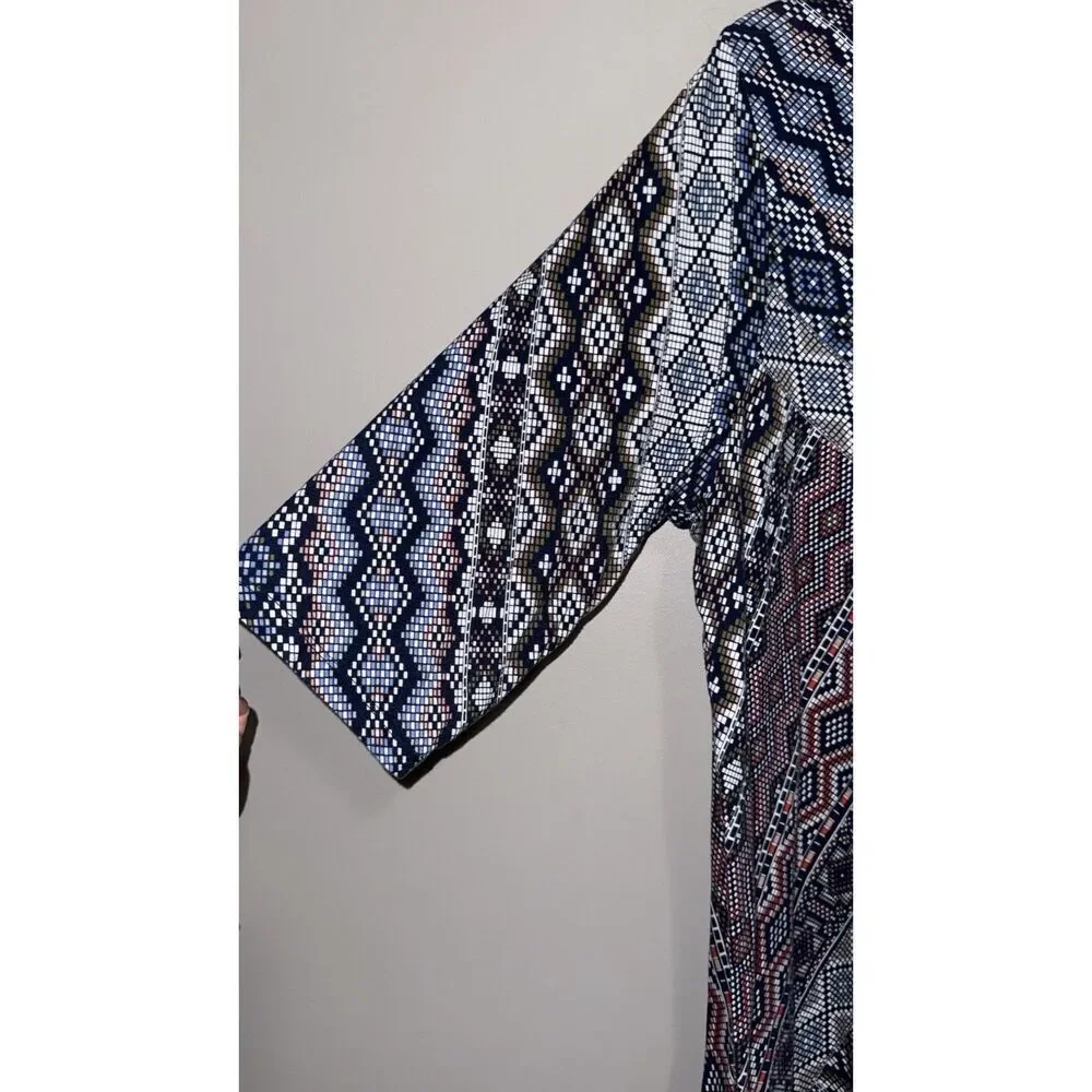 Catherines Tunic Top 1x 18/20 Aztec Embellished Sequin 3/4 Sleeve Blouse Cotton‎